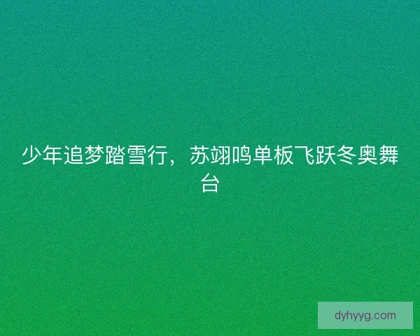 少年追梦踏雪行，苏翊鸣单板飞跃冬奥舞台